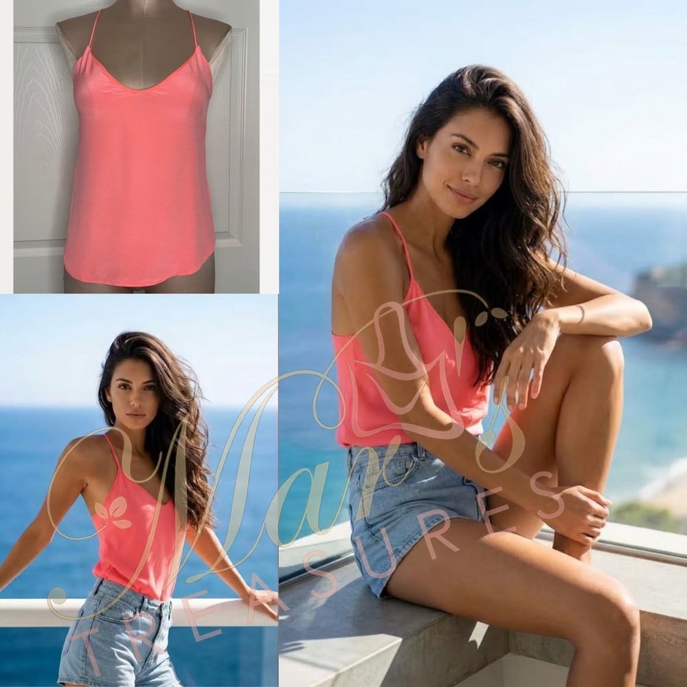 J. Crew Carrie Cami Coral Pink Silk Top
